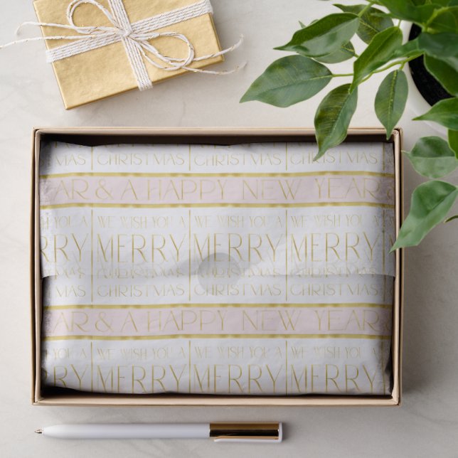 Papel De Seda Padrão de Natal em Ouro Rosa #35 ID1009 (Presente)