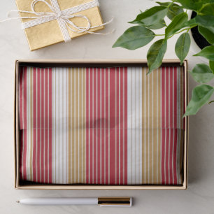 Papel De Seda Padrão de Natal Listrado Dourado Vermelho#28 ID100