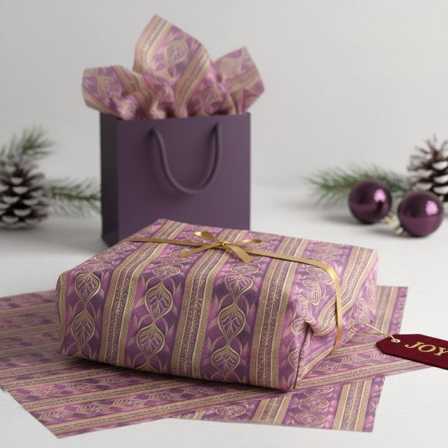 Papel De Seda Padrão de Natal Magenta Dourado#27 ID1009 (Criador carregado)