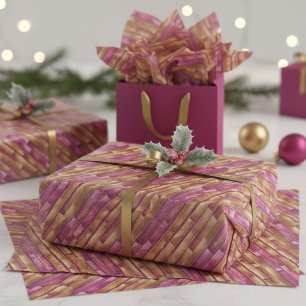 Papel De Seda Padrão de Natal Magenta Gold #28 ID1009