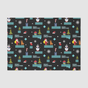 Papel De Seda Padrão de Natal Merry Pixelado - Design retroativo