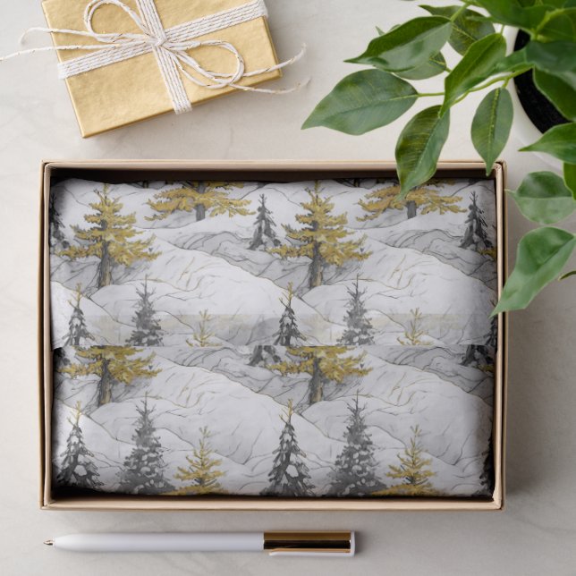 Papel De Seda Padrão de Natal Ouro Preto#4 ID1009 (Presente)