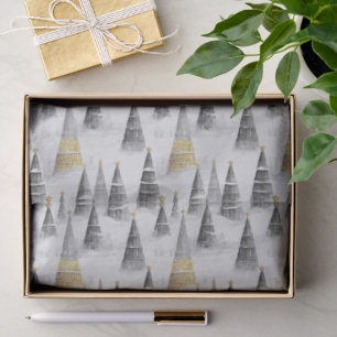 Papel De Seda Padrão de Natal Ouro Preto#8 ID1009