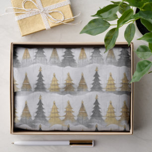 Papel De Seda Padrão de Natal Ouro Preto #9 ID1009