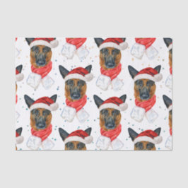Papel De Seda Padrão de Natal para Cachorro German shepherd