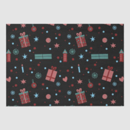 Papel De Seda Padrão de Natal Preto