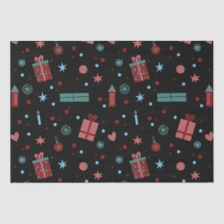 Papel De Seda Padrão de Natal Preto