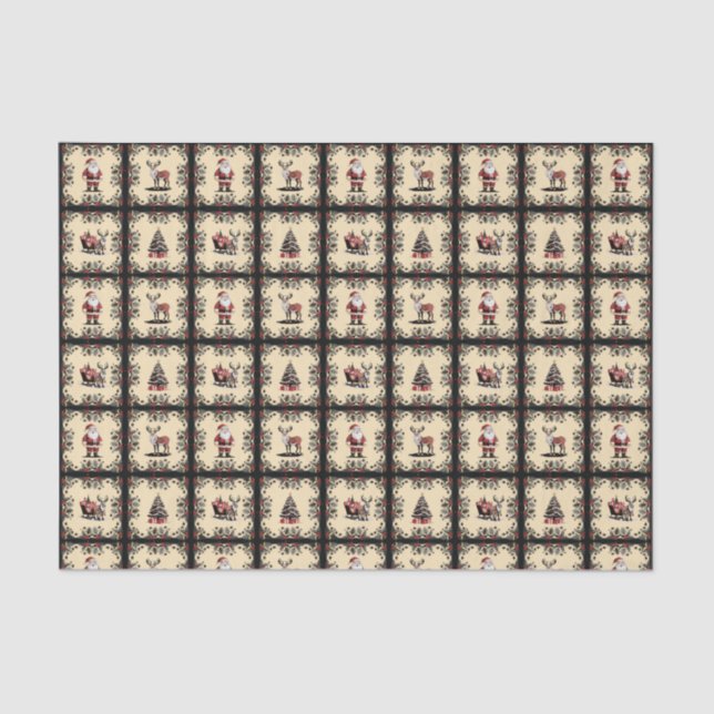 Papel De Seda Padrão de Natal Retroativo (Frente )