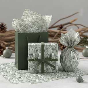 Papel De Seda Padrão de Natal Terra Verde #6 ID1009