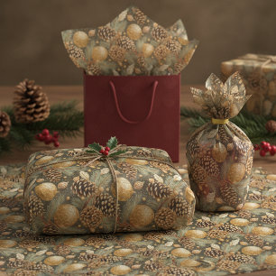 Papel De Seda Padrão de Natal Tons da Terra #29 ID1009