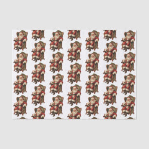 Papel De Seda Padrão de Natal Tradicional para Papais noeis Vint