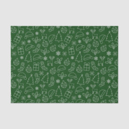 Papel De Seda Padrão de Natal verde e branco do inverno