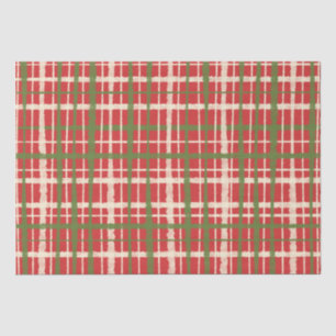 Papel De Seda Padrão de Natal Vermelho da Xadrez pintada pela V