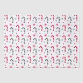 Papel De Seda Padrão de Natal vermelho e branco com canas doces