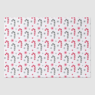 Papel De Seda Padrão de Natal vermelho e branco com canas doces
