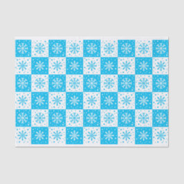 Papel De Seda Padrão de Neve e Neve (Azul)