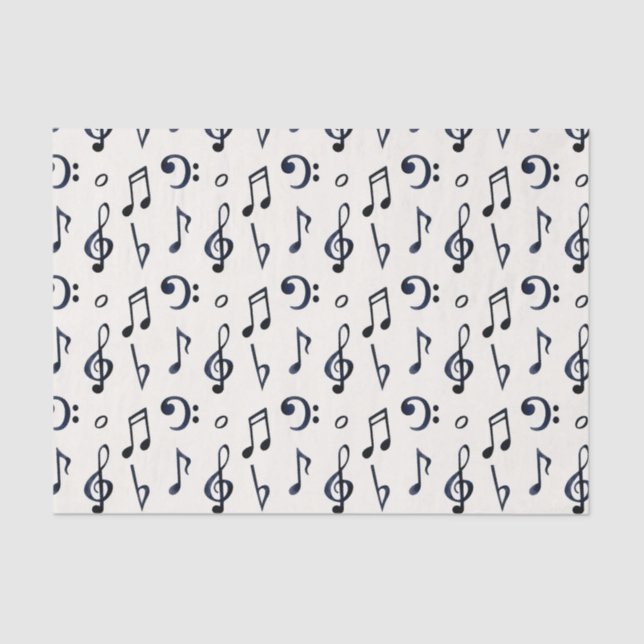 Papel De Seda Padrão de Notas Musicais Cutas (Frente )
