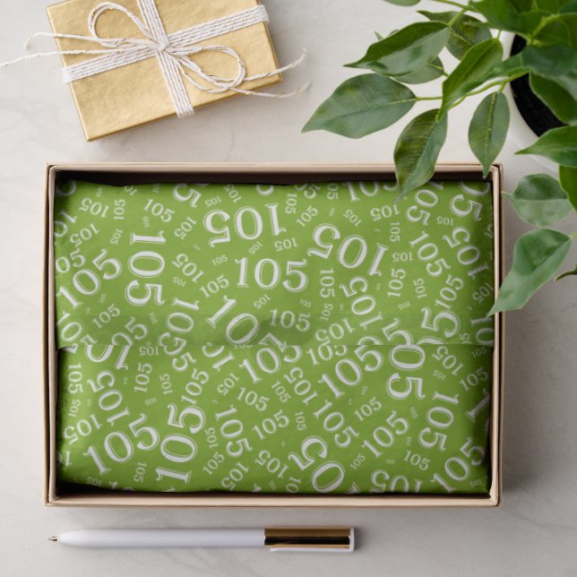 Papel De Seda Padrão de Número Aleatório Verde/Branco 105º Anive (Presente)