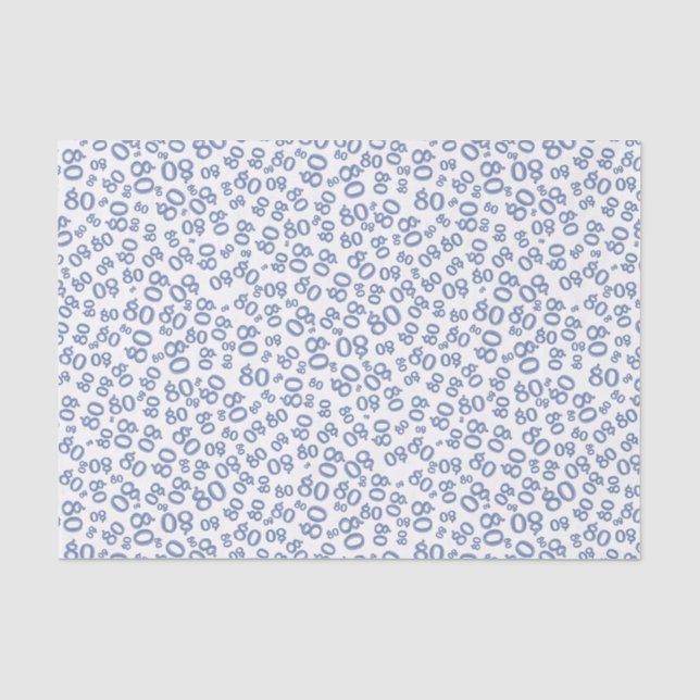 Papel De Seda Padrão de Números Aleatórios do 80 Blue/White Part (Frente )