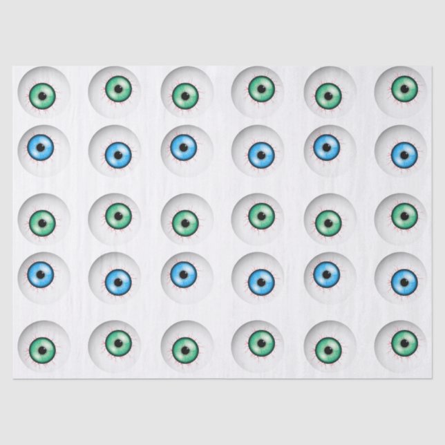 Papel De Seda Padrão de Olho Azul e Verde (Frente )