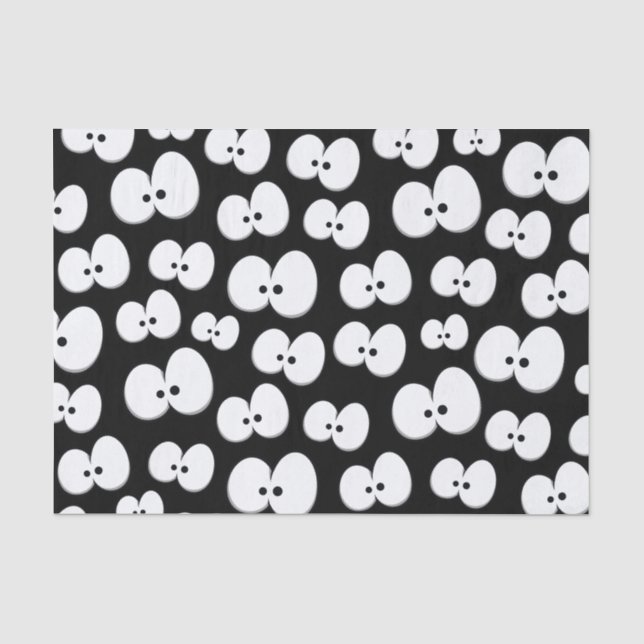 Papel De Seda Padrão de Olhos Brancos e Pretos Bonitos (Frente )
