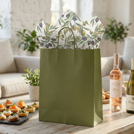 Papel De Seda Padrão de oliveira em aquarela verde salvia no est