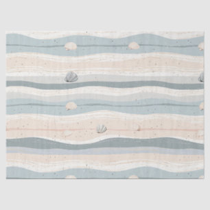 Papel De Seda Padrão de Onda de Concha Marinha Boho Costeira (2)