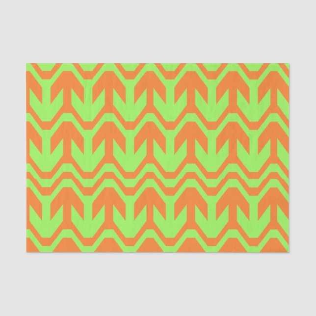 Papel De Seda Padrão de onda de seta dupla laranja e verde (Frente )
