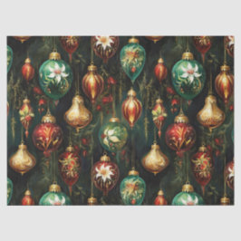 Papel De Seda Padrão de ornamentos florais de Natal vintage fant