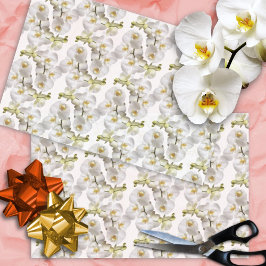 Papel De Seda Padrão de Orquídeas Brancas