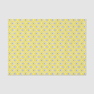 Papel De Seda Padrão de Ouros de Ikat Amarelo e Cinza