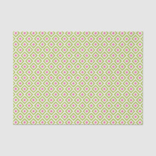 Papel De Seda Padrão de Ouros de Ikat Verde e Rosa