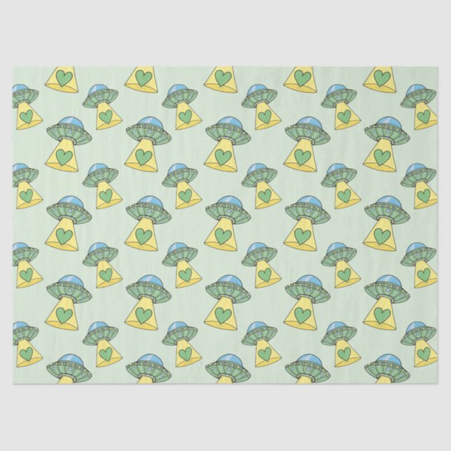 Papel De Seda Padrão de OVNI Verde e Bonito (Frente )