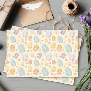 Papel De Seda Padrão De Ovos De Páscoa Pintados Por Aquarelas De