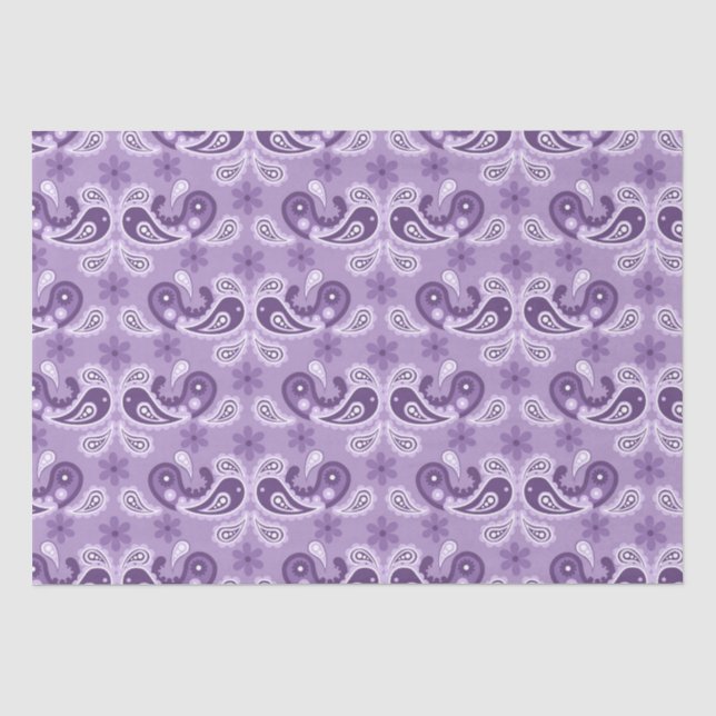 Papel De Seda Padrão de Paisley Roxo e Branco Shabby Chic (Frente )