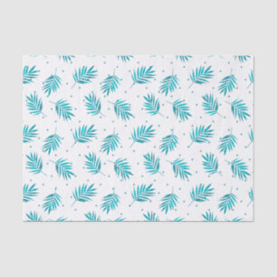 Papel De Seda Padrão de palmeiras tropicais azul-esverdeado