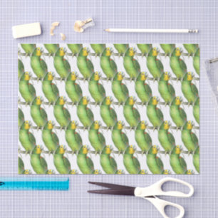 Papel De Seda Padrão de papagaio exótico verde e amarelo