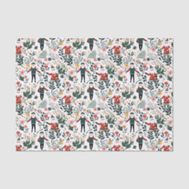 Papel De Seda Padrão de Papais noeis Festivos