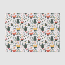 Papel De Seda Padrão de Papais noeis Festivos