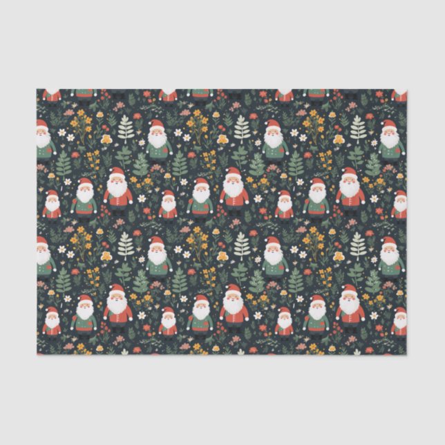 Papel De Seda Padrão de Papais noeis Festivos (Frente )