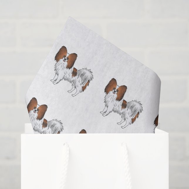 Papel De Seda Padrão de Papillon de pelagem ruiva em desenho ani (Sacola de presentes)