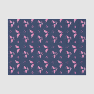 Papel De Seda Padrão de Pássaros de Amor Flamingo Rosa Dia dos N