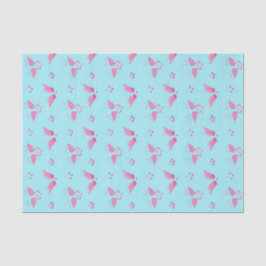 Papel De Seda Padrão de Pássaros de Amor Flamingo Rosa Dia dos N