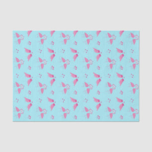 Papel De Seda Padrão de Pássaros de Amor Flamingo Rosa Dia dos N