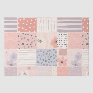 Papel De Seda Padrão de Patches Florais Vintage - Pastel (10)