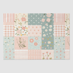 Papel De Seda Padrão de Patches Florais Vintage - Pastel (6)