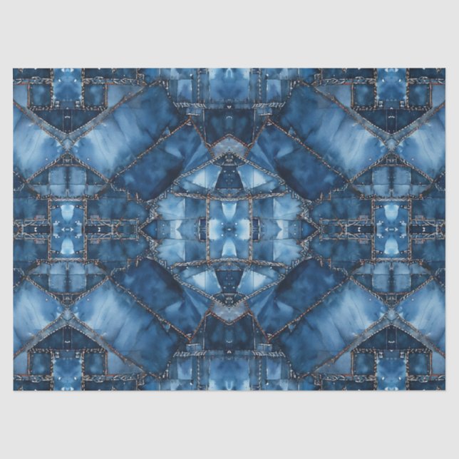 Papel De Seda Padrão de Patchwork de Denim - Ava (Frente )