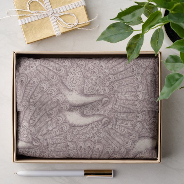 Papel De Seda padrão de pavão (Presente)