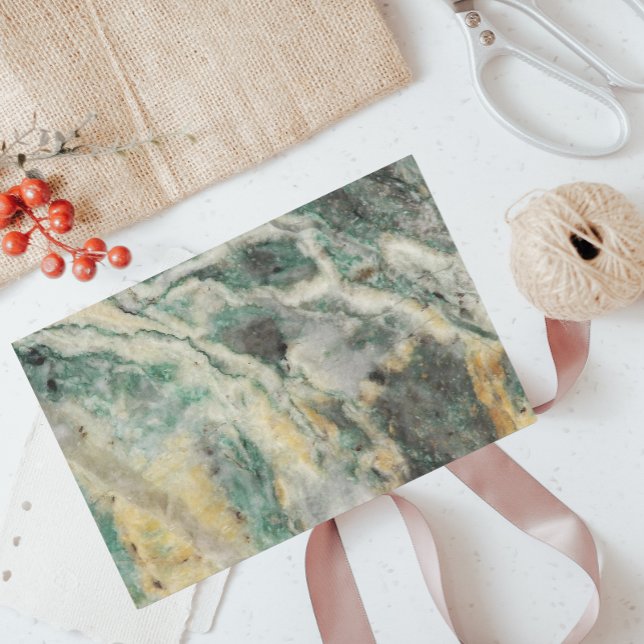 Papel De Seda Padrão de Pedra Mineral Marinha Verde (In Situ)