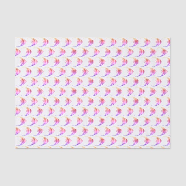 Papel De Seda Padrão de Peixe Rosa Fofo (Frente )